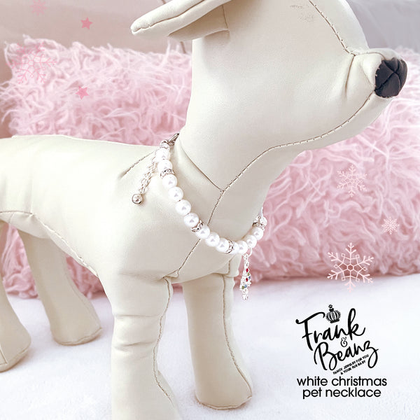 White Christmas Dog Necklace Cat Collar Necklace Personalized Pet Jewelry