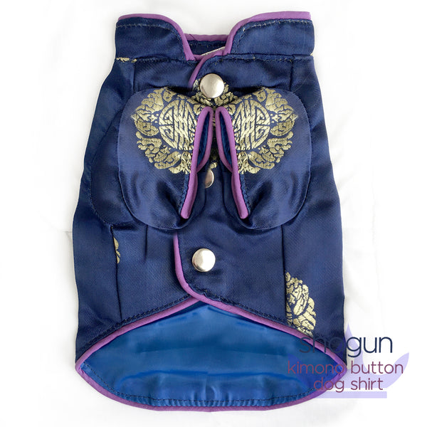 Shogun-Royal Blue Kimono Button Dog Shirt