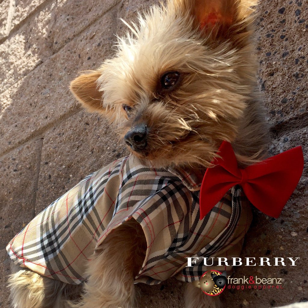 Furberry- Plaid Bowtie Dog Shirt Pet Clothes for Small Dogs