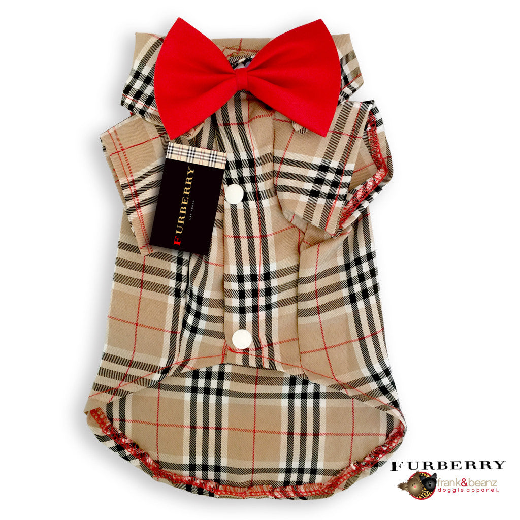 Furberry- Plaid Bowtie Dog Shirt Pet Clothes for Small Dogs