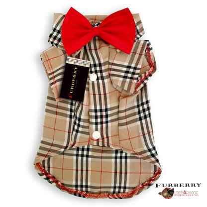 Furberry- Plaid Bowtie Dog Shirt Pet Clothes for Small Dogs