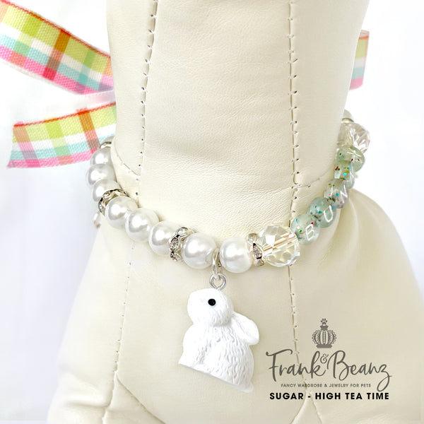 Sugar the Bunny Pearl Dog Necklace Collar Fancy Easter Pet Necklace