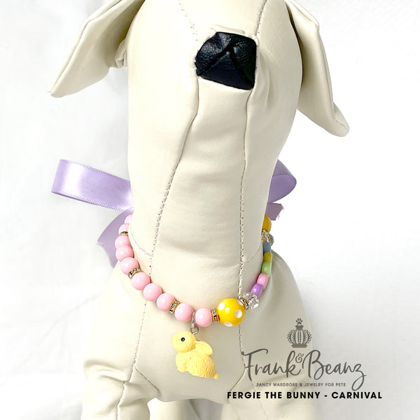 Fergie the Bunny Carnival Pearl Dog Necklace Collar Easter Cat Collar