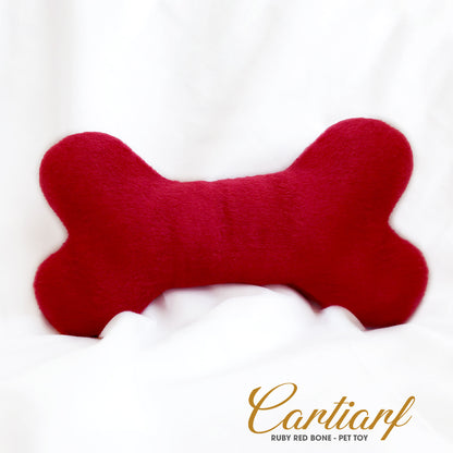 Cartiarf Ruby Red Dog Bone Plush Designer Dog Toy