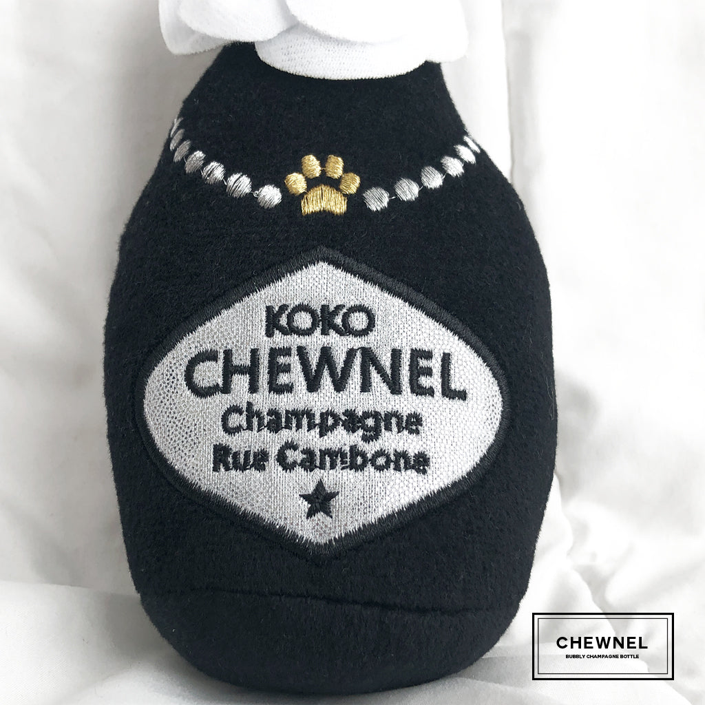 Chewnel Champaign Bottle Plush Dog Toy Parody