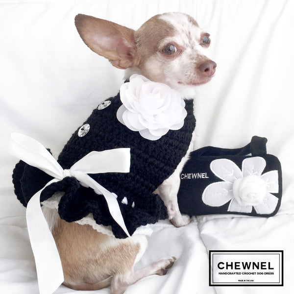 Chewnel style Dog Sweater Dress and Purse