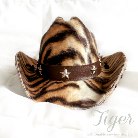 Tiger Print Cowboy Dog Hat