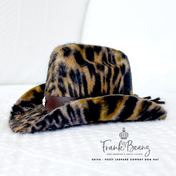 Leopard Print Small Cowboy Dog Hat