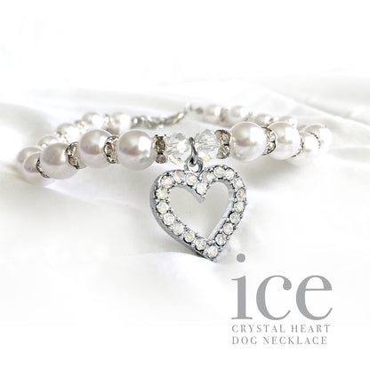 Rhinestone Heart Pearl Dog Necklace Collar