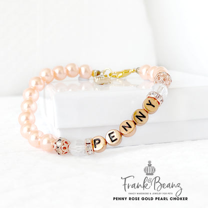 Penny Rose Gold Pearl Dog Necklace Luxury Pet Collar