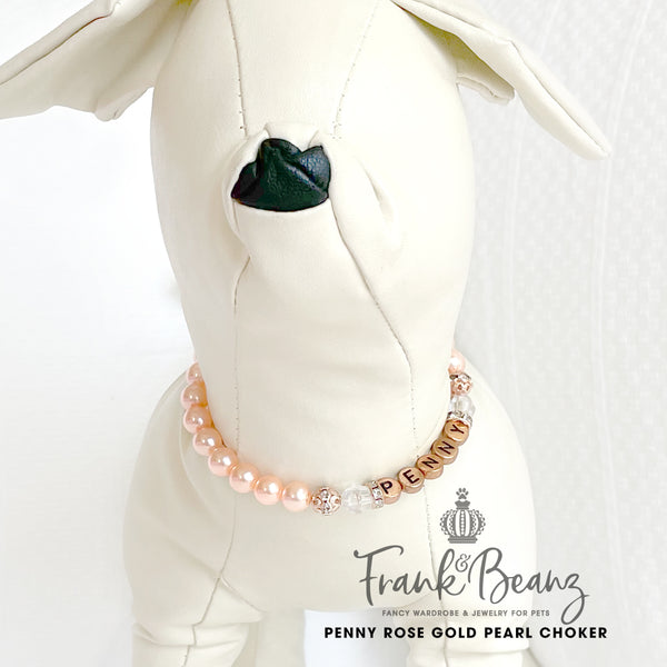 Penny Rose Gold Pearl Dog Necklace Luxury Pet Collar