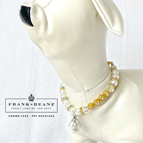 Crown Luxe Personalized Ivory Pearl Dog Necklace Cat Necklace