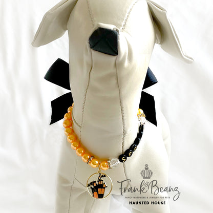 Haunted House Halloween Pearl Dog Cat Necklace Luxury Pet Jewelry