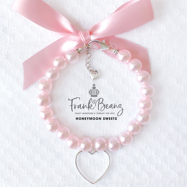 Honeymoon Sweets Pearl Heart Dog Necklace Luxury Pet Jewelry