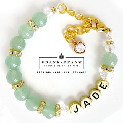 Precious Jade Glass Pearl Dog Necklace Luxury Pet Jewelry