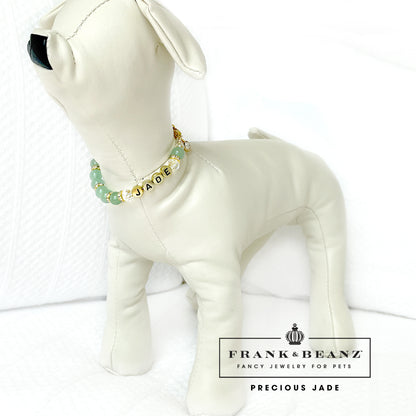 Precious Jade Glass Pearl Dog Necklace Luxury Pet Jewelry