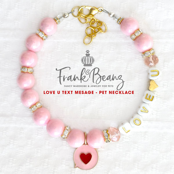 I Love You Text Message Pearl Pet Necklace