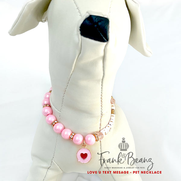 I Love You Text Message Pearl Pet Necklace