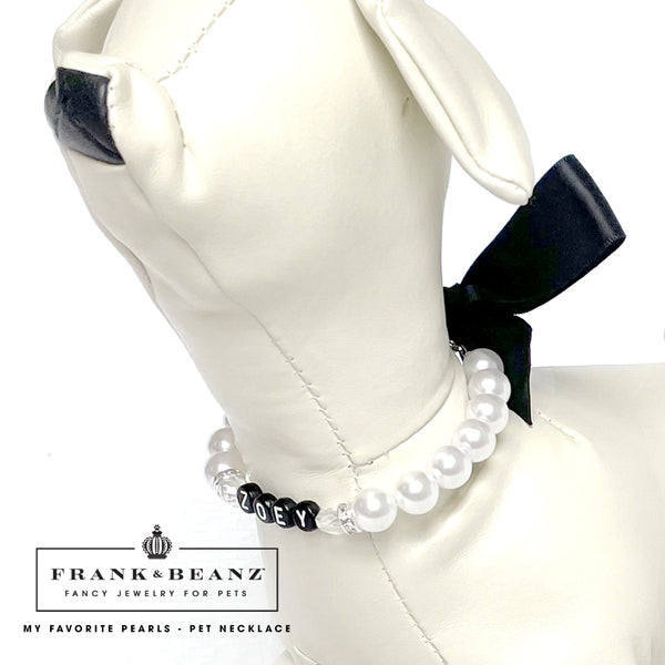 My Favorite Pearls Black Tie Pet Necklace Jewelry