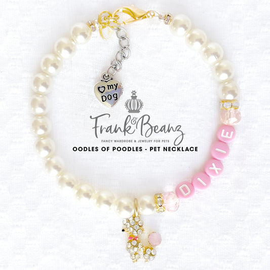 Oodles of Poodles Pearl Dog Necklace Personalized Luxury Pet Jewelry