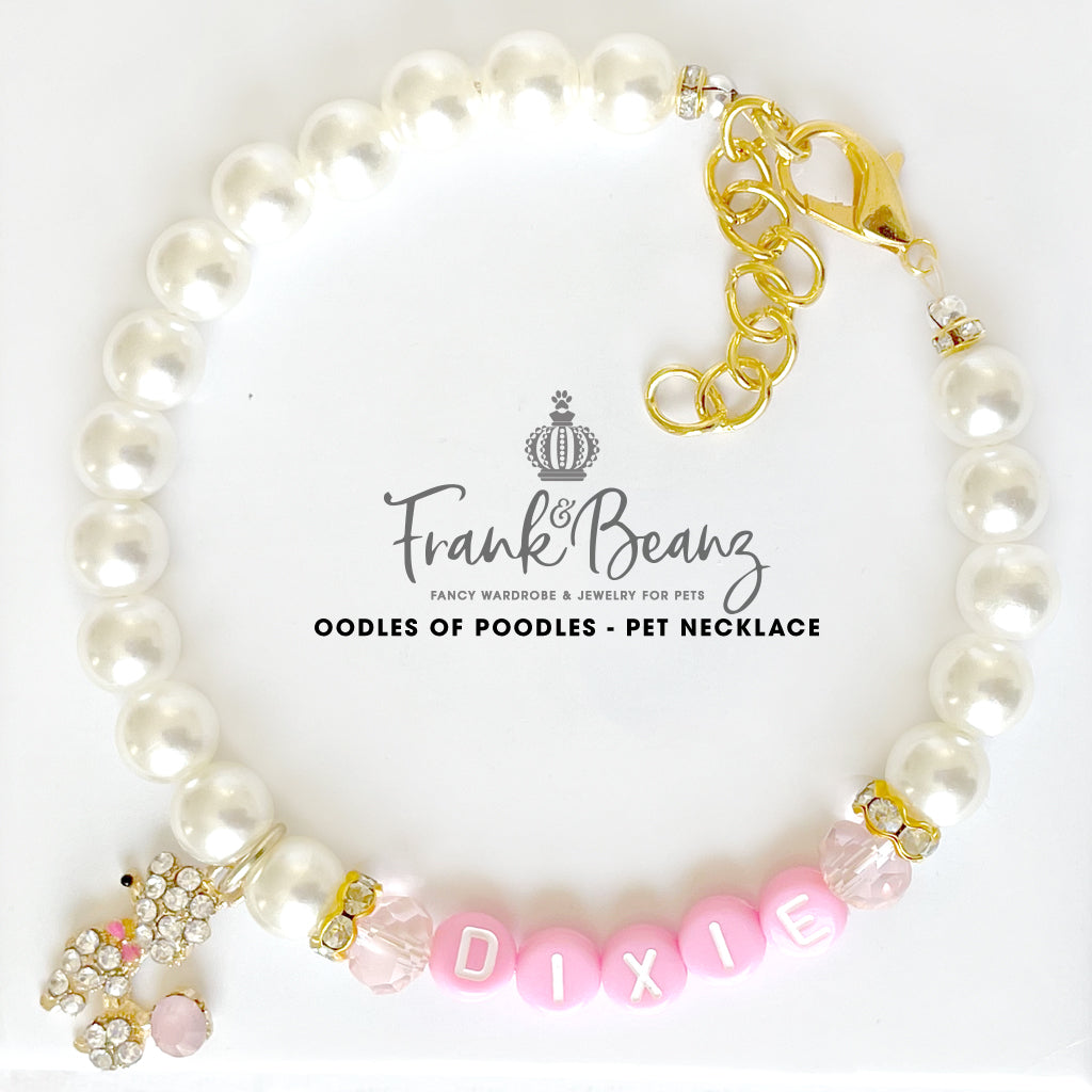 Oodles of Poodles Pearl Dog Necklace Personalized Luxury Pet Jewelry