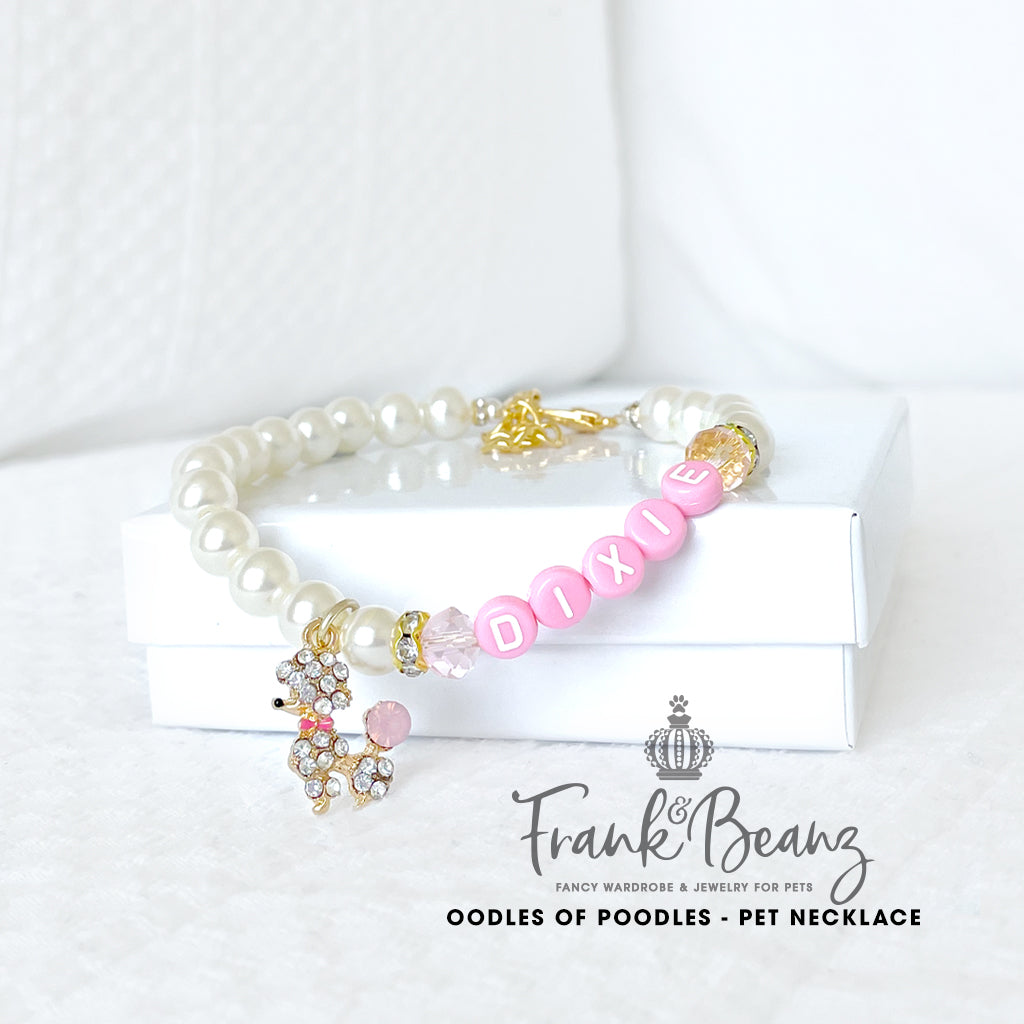 Oodles of Poodles Pearl Dog Necklace Personalized Luxury Pet Jewelry