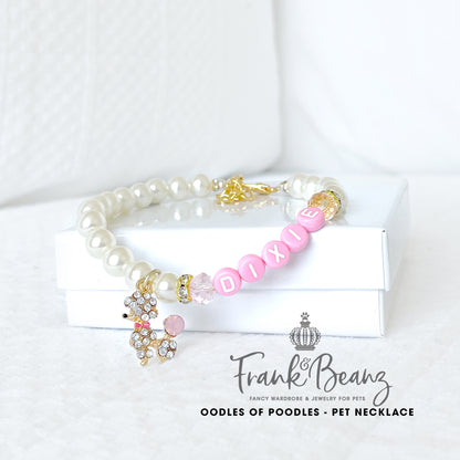 Oodles of Poodles Pearl Dog Necklace Personalized Luxury Pet Jewelry