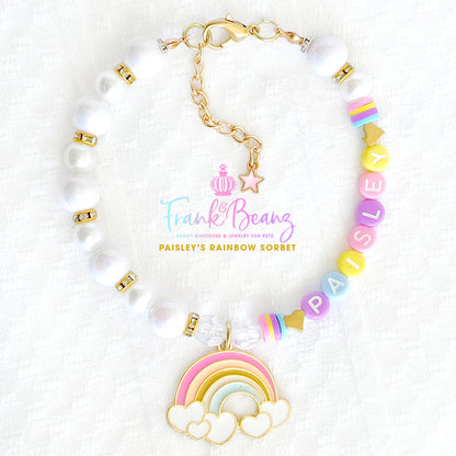 Paisley's Rainbow Sorbet Pearl Pet Necklace Luxury Pet Jewelry