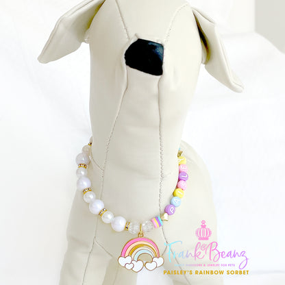 Paisley's Rainbow Sorbet Pearl Pet Necklace Luxury Pet Jewelry