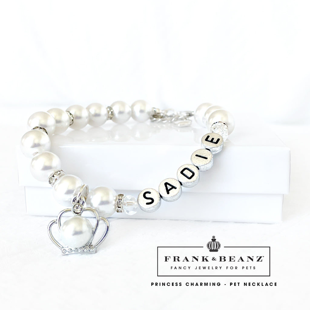 Princess Charming Personalized Pearl Dog Necklace Luxury Pet Jewelry