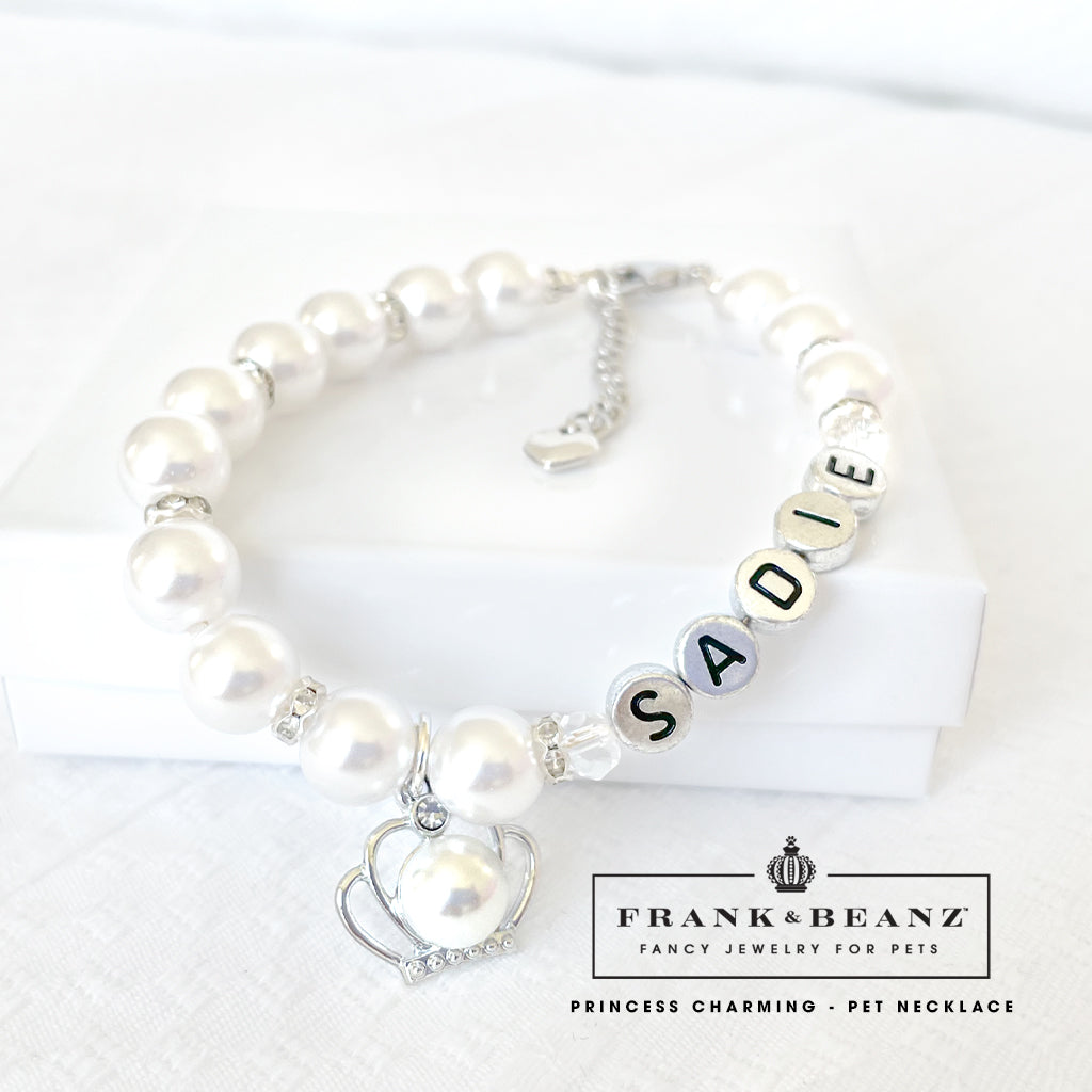 Princess Charming Personalized Pearl Dog Necklace Luxury Pet Jewelry