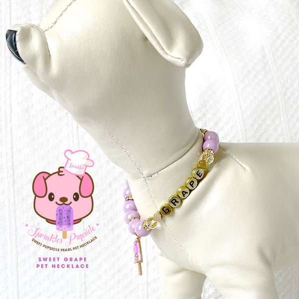 Sweet Grape Pupsicle Rhinestone Dog Necklace Cat Necklace Milky Pearl Luxury Pet Jewelry