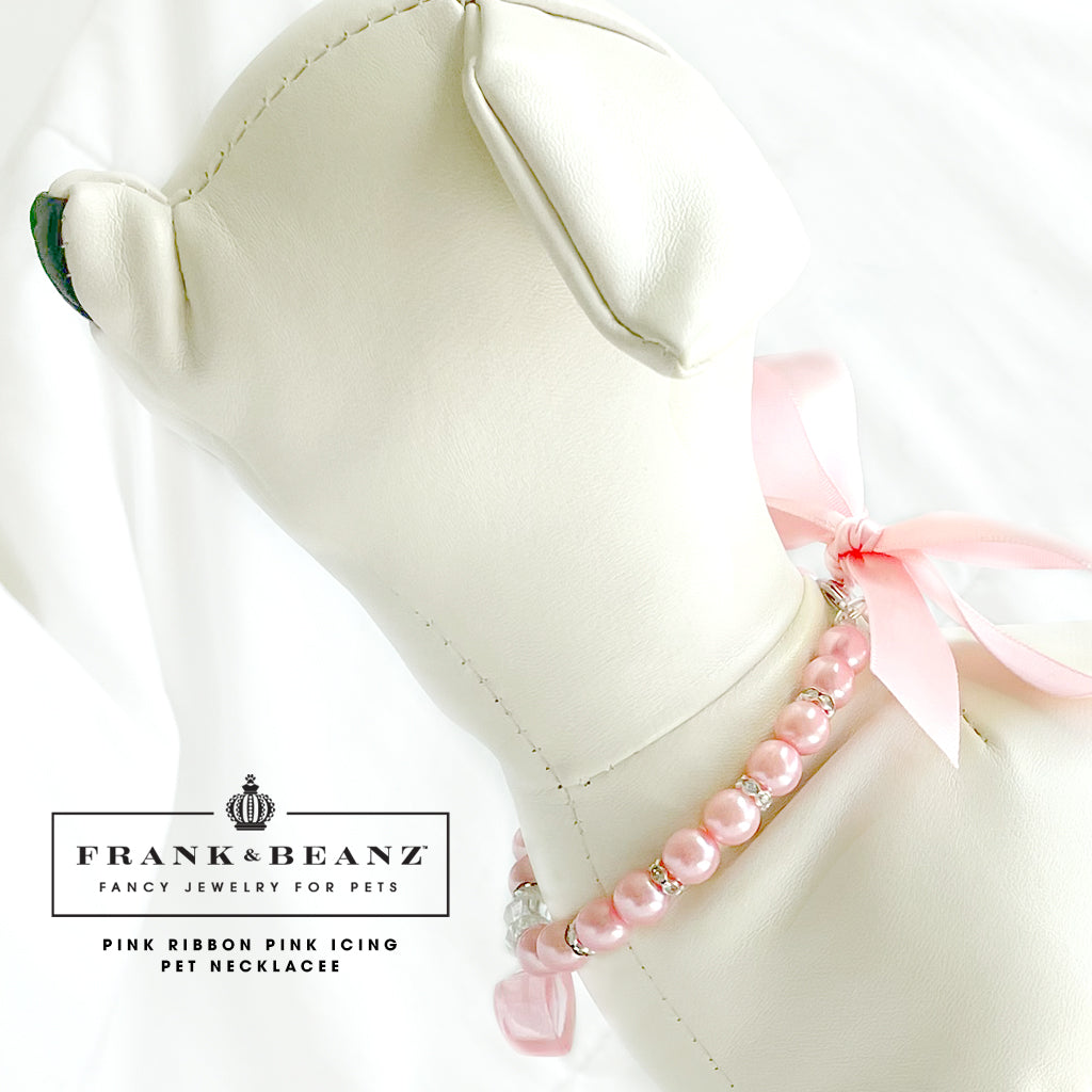 Pink Icing Sweetie Pink Pearl & Heart Dog Necklace Luxury Pet Jewelry