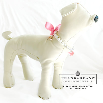 Pink Ribbon White Icing Sweetie Dog Necklace Luxury Pet Jewelry
