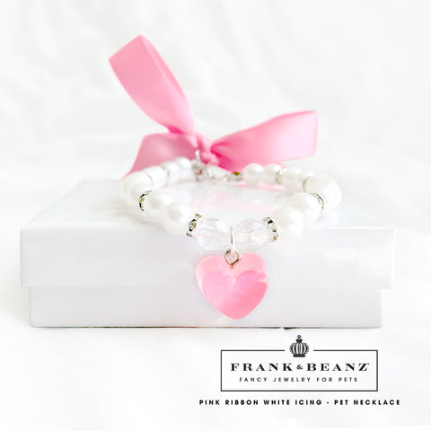 Pink Ribbon White Icing Sweetie Dog Necklace Luxury Pet Jewelry