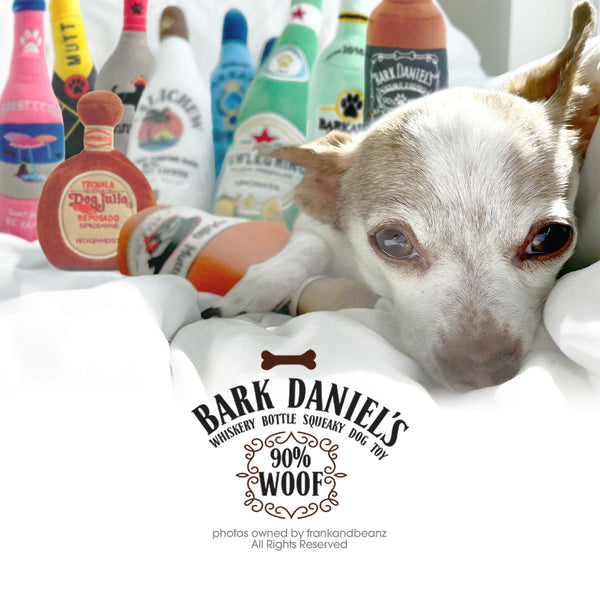 Bark Daniels Whiskery Bottle Squeaky Dog Toy