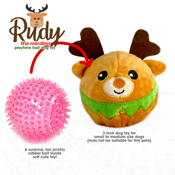 Rudy the Reindeer Rough Play Dog Toy Ball