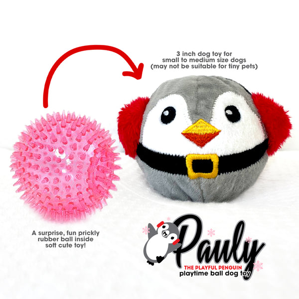 Pauly the Playful Penguin Rough Play Dog Toy Ball
