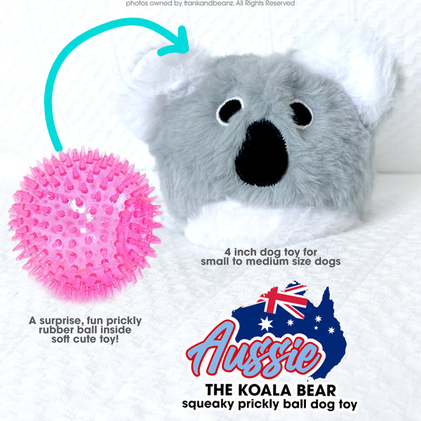 Aussie Koala Rough Play Squeaky Rubber Ball Dog Toy Pet Toys