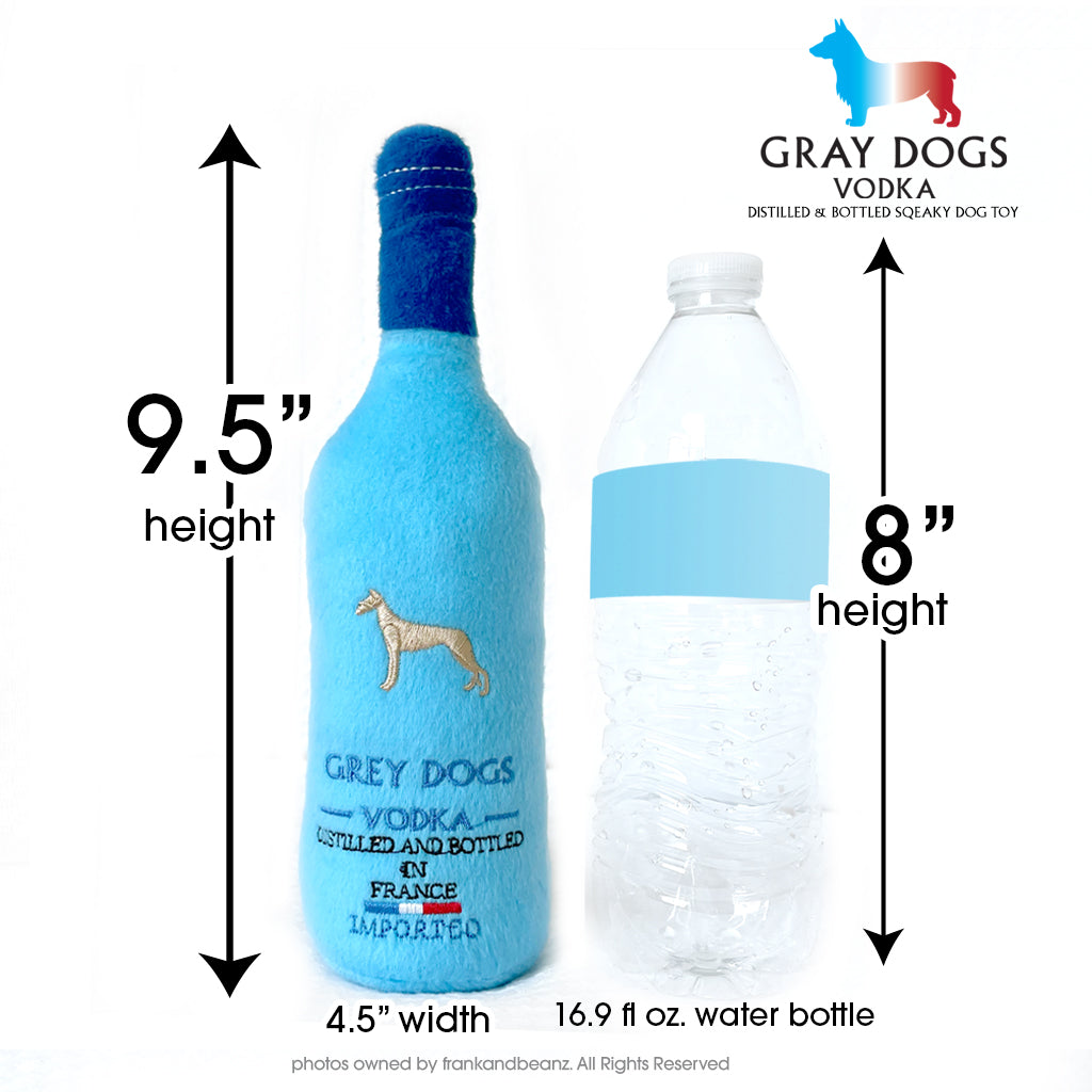 Gray Dogs Vodka Cocktail Bottle Squeaky Plush Dog Toy