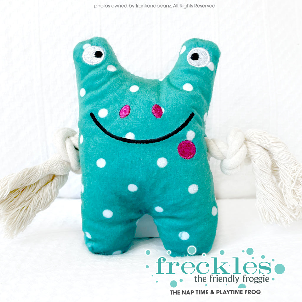 Freckles the Frog  Play Time Rope Dog Toys Nap Time