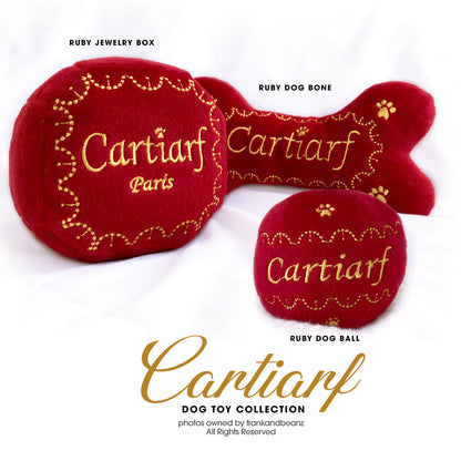 Cartiarf Plush Designer Dog Toy Squeaky Ruby Red Ball