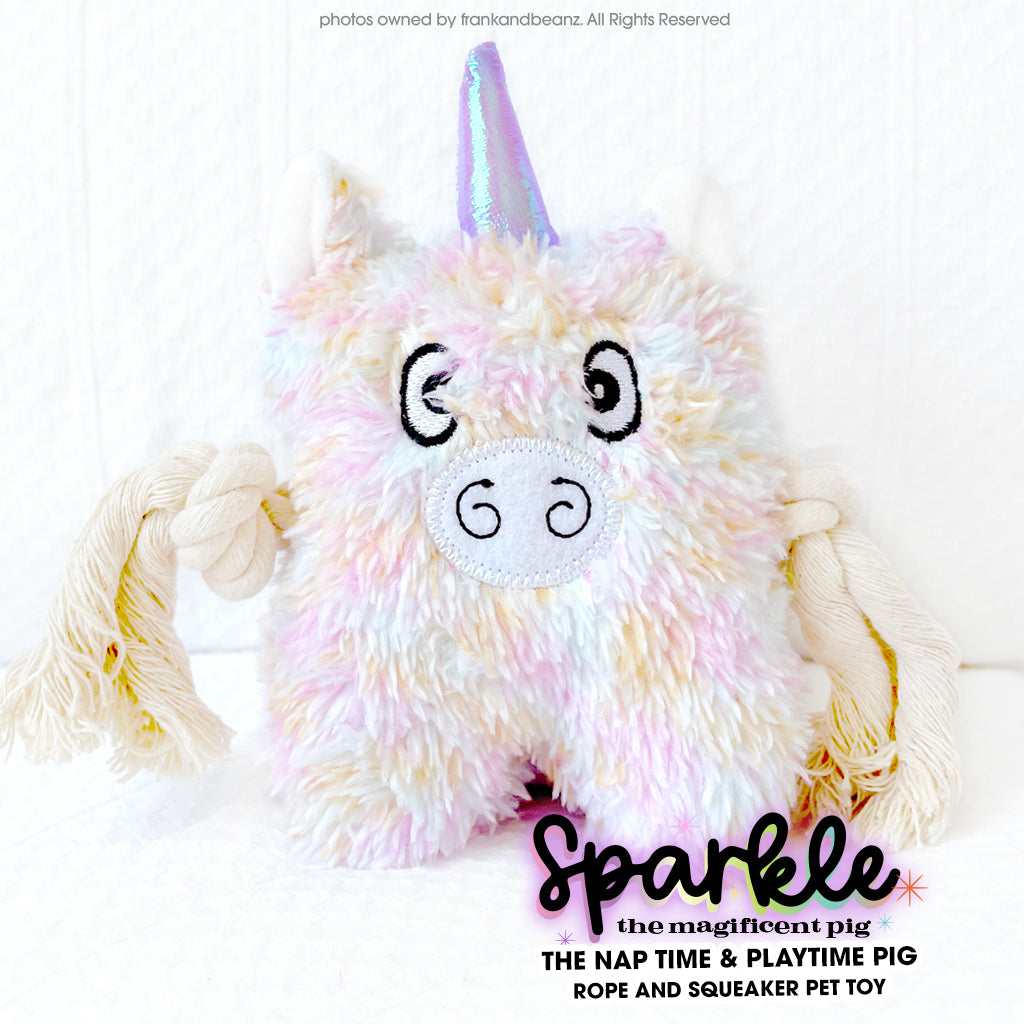 Sparkle the Magnificent Pig Nap Time Play Time Dog Toys for Small Dogs Rope Squeaker Pet Toys