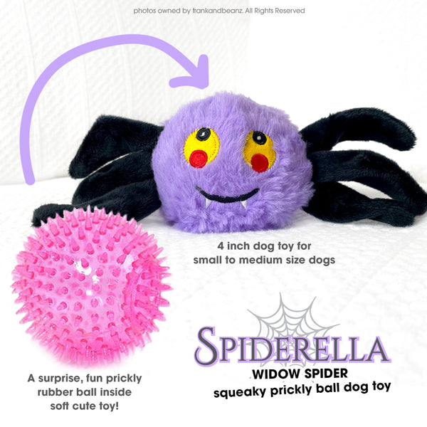 Spiderella The Spider Rough Play Dog Toy Rubber Ball Pet Toys for Small Medium Dogs
