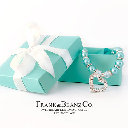 Frank&Beanz.Co— Diamond Crusted Aqua Pearl Pet Necklace