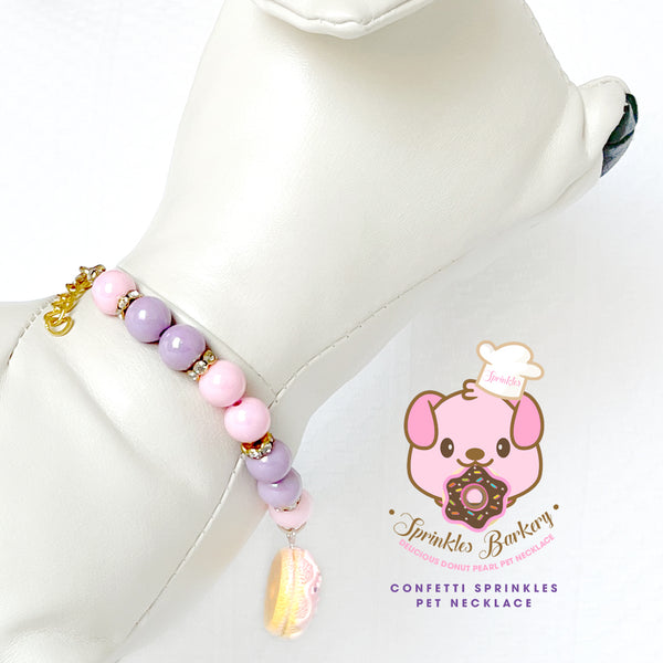 Sprinkles Barkery Pink Donut Pearl Pet Necklace Cat Necklace Luxury Pet Jewelry