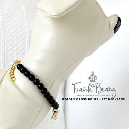 Golden Cross Bones Halloween Dog Necklace Cat Necklace Pearl Dog Collar Pet Necklace