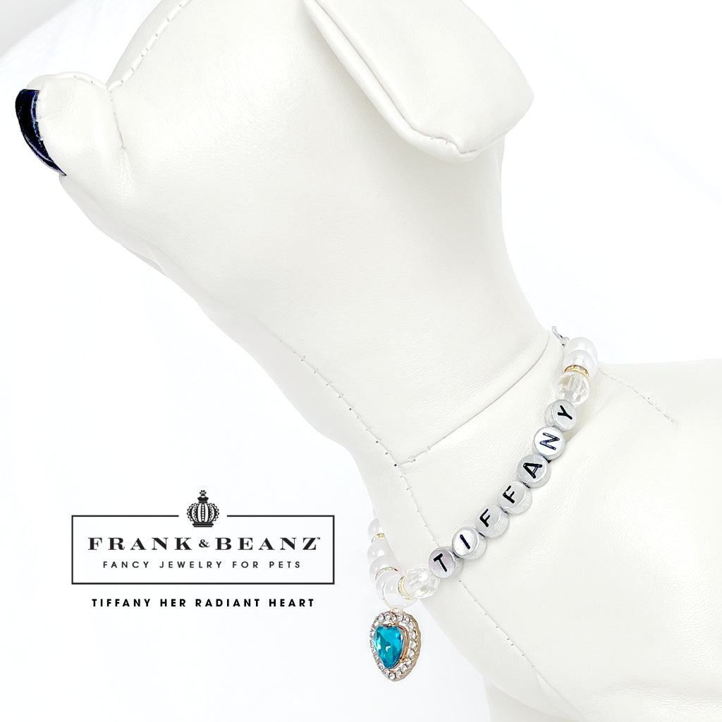 Ocean Blue Rhinestone Heart Pet Necklace for Dogs Cats Luxury Pet Jewelry